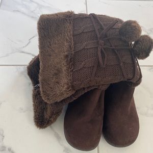 Brown wedge boots. Size 9.